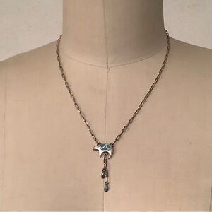 Sterling Silver Blue Spirit Bear Pendant 17” Necklace